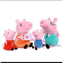 Kit 4 Bonecos Família Peppa Pig Completa Pelúcia Musical