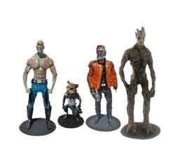 Kit 4 Bonecos Guardiões da Galaxia Vingadores Senhor das Estrelas Groot Rocket Drax Resina