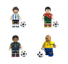 Kit 4 bonecos jogadores de futebol craques seleçao copa do mundo bloco de montar