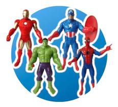 Kit 4 Bonecos Marvel Vingadores Hulk Capitão América Homem