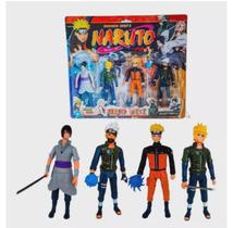 Kit 4 Bonecos Naruto Sasuke Articulados 15 Cm + Acessorios