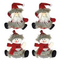 Kit 4 Bonecos Pelúcia Pendente Papai Noel e Boneco de Neve Cinza e Vinho 16cm - Master Christmas Kit 4 Bonecos Pelúcia Pendente Papai Noel e Boneco de Neve Cinza e Vinho 16cm - Master Christmas