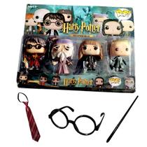 Kit 4 Bonecos Pop Funko Herry Potter Mais acessorio Brinde
