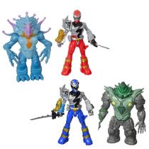 Kit 4 Bonecos Power Rangers Dino Fury Battle Attackers Hasbro