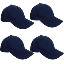 Kit 4 Bonés Chapeu Bombeta Ajustável Liso Aba Curva Azul