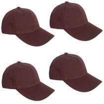 Kit 4 Bonés Chapeu Bombeta Ajustável Liso Aba Curva Marrom