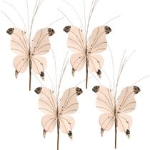 Kit 4 Borboletas Pick Natal Champanhe Full Glitter Luxo 23cm - Magizi Kit 4 Borboletas Pick Natal Champanhe Full Glitter Luxo 23cm - Magizi
