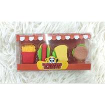 Kit 4 borrachas fofas mini fofo hambúrguer batata refrigerante sanduíche Papelaria criativa kawaii