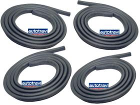 Kit 4 Borrachas Portas Fox Ecosport Palio Siena Punto Sandero Novo Ka AutoTravi Preto 3.5M Com Aba