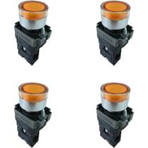 Kit 4 botao de impulso iluminado metal bw3561 24vcc/vca amar 1na