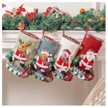 Kit 4 Botas Meias Enfeite Natal Temática Natalina Kit 4 Botas Meias Enfeite Natal Temática Natalina