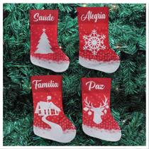 Kit 4 Botas Meias Enfeite Natalino Temático 47cm Kit 4 Botas Meias Enfeite Natalino Temático 47cm