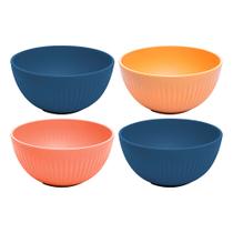 Kit 4 Bowl de Bambu PP Tigela Cores Sortidas Stripes Sopa Salada Sobremesas 12cm Lyor