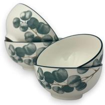 Kit 4 Bowl Tigela Cumbuca Cerâmica Folhagem Eucalipto Grande