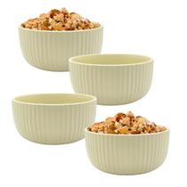 Kit 4 Bowl Tigela Cumbuca De Cerâmica Bege 800ml Salada Kit 4 Bowl Tigela Cumbuca De Cerâmica Bege 800ml Salada