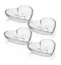 kit 4 Bowl Vidro Pote Tigela Sobremesa Coração Sobremesa