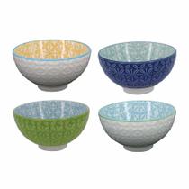 Kit 4 Bowls/Cumbuca De Porcelana Decorativo 12cm HP0011 Colorido