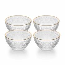 Kit 4 Bowls de Cristal Decorado Fio De Ouro 400ml Jogo Tigela Sobremesa Frutas Mesa Posta Kit 4 Bowls de Cristal Decorado Fio De Ouro 400ml Jogo Tigela Sobremesa Frutas Mesa Posta