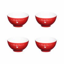 Kit 4 Bowls Porcelana Redondo Vermelho 440ML Western