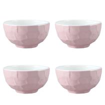 Kit 4 Bowls Porcelana Rosa Para Cozinha 250 Ml