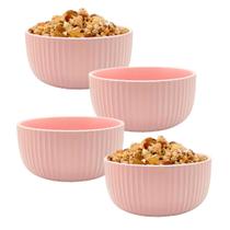 Kit 4 Bowls Tigela Cumbuca De Cerâmica Rosa 800ml Salada Kit 4 Bowls Tigela Cumbuca De Cerâmica Rosa 800ml Salada