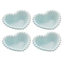 Kit 4 Bowls Tigelas De Cerâmica Com Formato Coração E Borda Pearl Cumbuca Para Servir Petiscos Sobremesas Sopa Caldos Jantar Romântico Presente