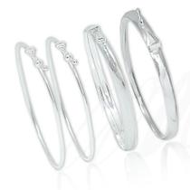 kit 4 Bracelete Pulseira Largo Prata Rígido kit 4 Bracelete Pulseira Largo Prata Rígido