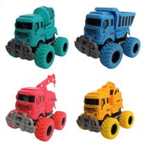 Kit 4 Brinquedo Caminhão Construção Civil Fricção Infantil