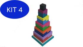 Kit 4 Brinquedo Educativo - Torre De Encaixe
