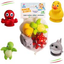 Kit 4 Brinquedos De Banho E Piscina Bebe Mordedor Diversão