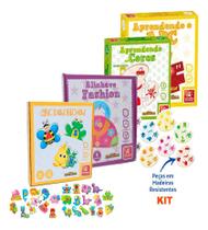 Kit 4 Brinquedos Infantil Alfabetização Educativo Em Madeira - NIG