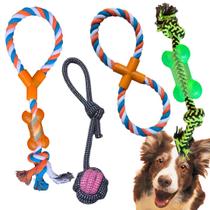 Kit 4 brinquedos para cachorro Mordedor puxador Bola Corda - Lojas Edri