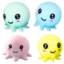 Kit 4 Brinquedos Squishies ratinho polvo Macios P Apertar Antistress lembrancinha festa infantil
