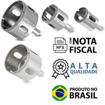 Kit 4 Broca Serra Copo Diamantada 25 32 40 50mm Fura Vidro Porcelanato Cerâmica Premium - Rolken