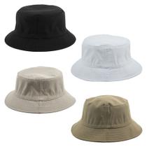 Kit 4 Bucket Hat Liso Unissex Preto, Branco, Bege E Caqui
