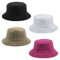 Kit 4 Bucket Hat Liso Unissex Preto, Branco, Caqui E Pink