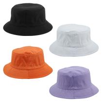 Kit 4 Bucket Hat Liso Unissex Preto, Branco, Laranja E Lilas