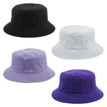 Kit 4 Bucket Hat Liso Unissex Preto, Branco, Lilas E Roxo Kit 4 Bucket Hat Liso Unissex Preto, Branco, Lilas E Roxo