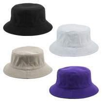 Kit 4 Bucket Liso Unissex Preto, Branco, Bege E Roxo Chapeu