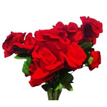 Kit 4 Buquês Rosas Aveludadas Vermelhas Artificial Decoração
