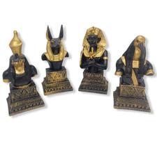 Kit 4 Bustos Egípcios Anubis, Tutankamon, Horus E Thot 15Cm