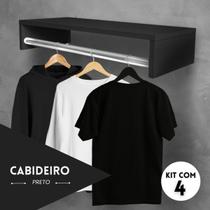 Kit 4 Cabideiro Arara Prateleira De Roupas Branca Closet 60 Cm - Kelan