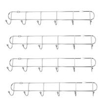 Kit 4 Cabides de Parede Inox com 6 Ganchos 35cm Organizador Kit 4 Cabides de Parede Inox com 6 Ganchos 35cm Organizador