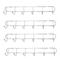 Kit 4 Cabides De Parede Inox Com 6 Ganchos 35Cm Organizador Kit 4 Cabides De Parede Inox Com 6 Ganchos 35Cm Organizador