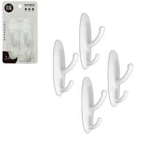 Kit 4 Cabides Gancho Suporte Adesivo Duplo Toalha Banheiro
