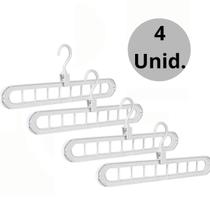 Kit 4 Cabides Mágico 9 Furos Multi-dobrável Organizador Kit 4 Cabides Mágico 9 Furos Multi-dobrável Organizador