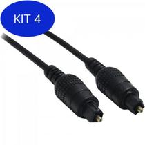 Kit 4 Cabo Fibra Otica Para Audio 2,2Mm Toslink/Toslink Preto 2M