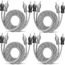 Kit 4 Cabo RCA 1 Metro Dupla Blindagem Injetado 4mm Preto Kit 4 Cabo RCA 1 Metro Dupla Blindagem Injetado 4mm Preto