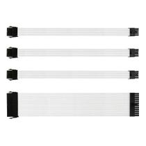 Kit 4 cabo sleeved branco extensor fonte 1x24p 1x4+4p 2x6+2p