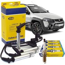 Kit 4 Cabos + 4 Velas Ignição Strada 1.8 8v Marelli Original